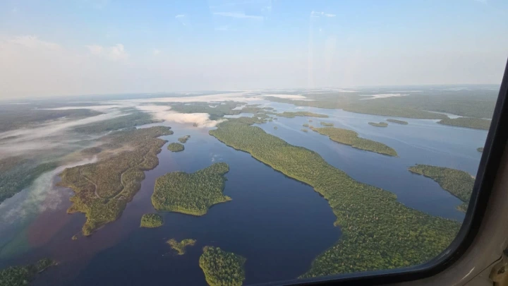 Northern Quebec aerial view from helicopter